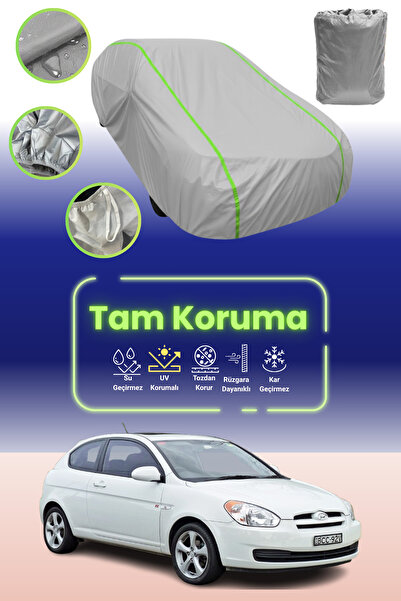 Dokaca Neo غطاء حماية للسيارة باللون الرمادي النيون قماش مجدّل متوافق مع سيارة هيونداي أكسنت هاتشباك 3