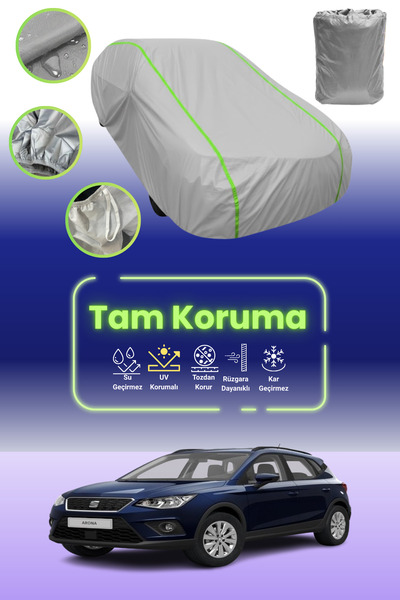 Dokaca Neo غطاء حماية للسيارة من القماش الرمادي النيون قماش مجدّل مقاعد أرونا 2017 - 2021 متوافق مع غطاء حماية السيارة من القماش