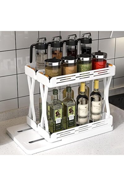 Arabest 2 Tier Rotating Pull-Out Spice Rack, Kitchen Cabinet Organizer, Multi-functional,Kitchen Storage