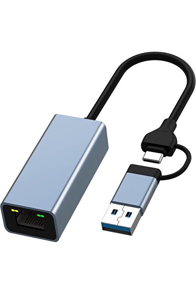 pluscore USB/ TYPE- C Ethernet Adaptörü, Gigabit 1000 Mbps Ağ Adaptörü