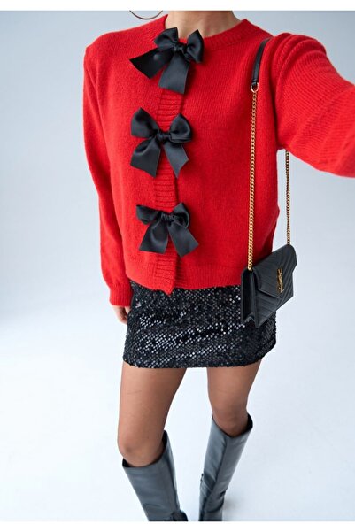 Serpirella Butik Bow Detailed Cardigan