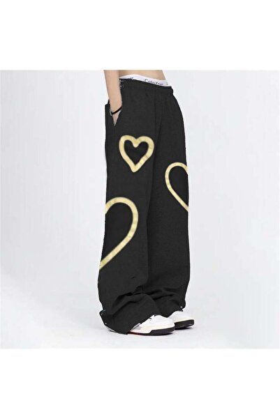BALİNA Siyah Triple Heart Oversize (Unisex) Eşofman
