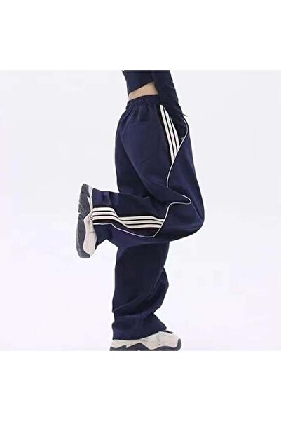 BALİNA Lacivert Spor Beyaz Şeritli Pantolon