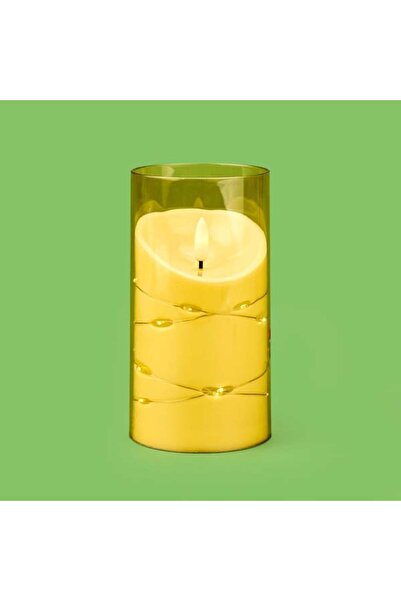 Tohana Işıklı Led Mum - Amber - 15x7 cm
