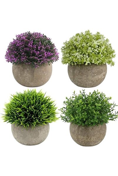 Arabest 4 قطع من أواني اللب الكروية المستديرة، أواني دائرية صغيرة للزهور والنباتات الاصطناعية، أواني صناعية
