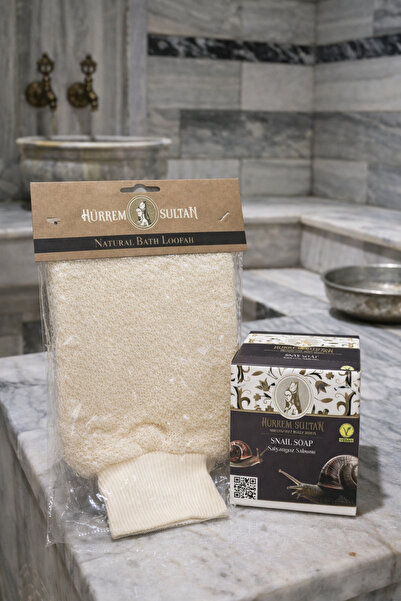 Hürrem Sultan Hamam Bakım Seti – Doğal Lif Kese + Salyangoz Sabunu | Pürüzsüz...