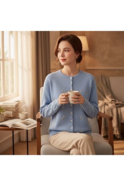 GÖMLEK GALERİSİ Women's Angora Beard Patterned Cardigan Standard Fit (38-48)