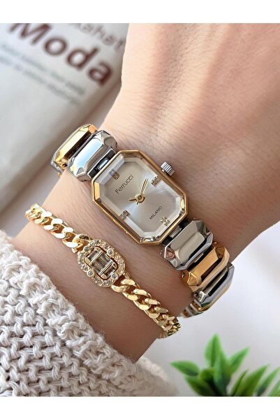 Ferrucci Women's Wristwatch+Bracelet Special Series Steel Band Tarnish-Free Vs.Blkt.0733