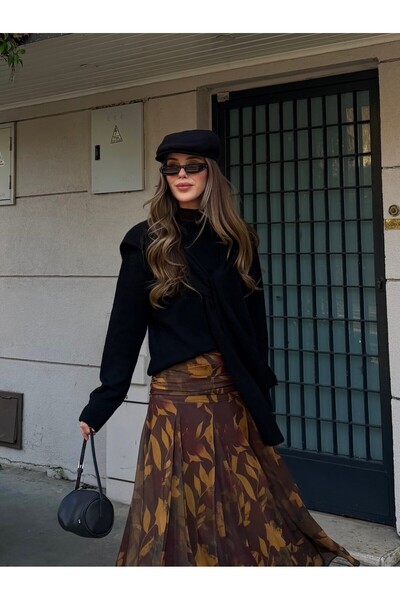 Laluvia Black Shawl Detailed Sweater - 251180