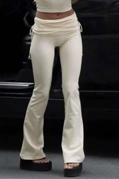 BALİNA Krem Slim Fit İspanyol Paça Eşofman