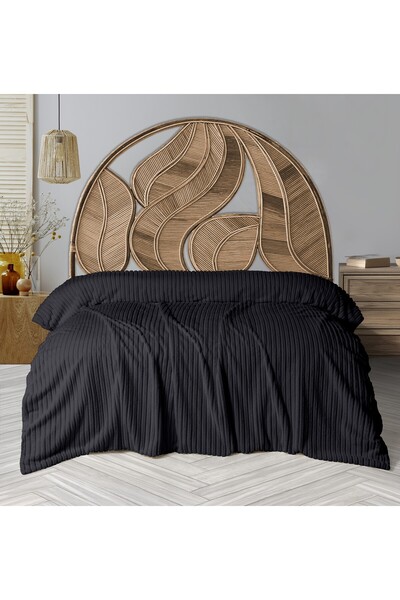 Dolce Bonita Home Wellsoft Corded Fabric Blanket 200X220 Anthracite - with Sleep Band Gift