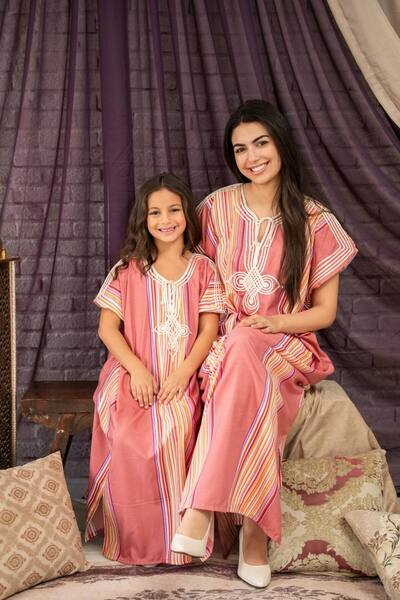 AFandina جلابيةفراشة الام والبنت أناقة هادئة SM -30