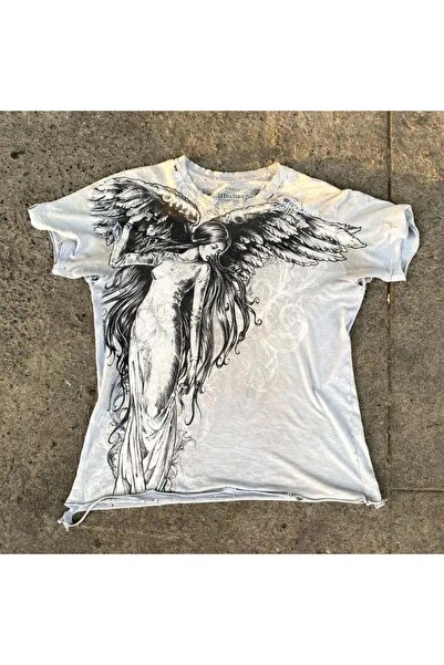 BALİNA Tricou unisex alb Vintage Angel Affaction Cyber ​​Grunge