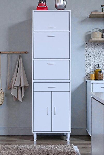 Eliusta Ora 48 cm Derinlikte 1 Çekmece 5 Kapak Modüler Beyaz Mutfak/Kiler Dol...