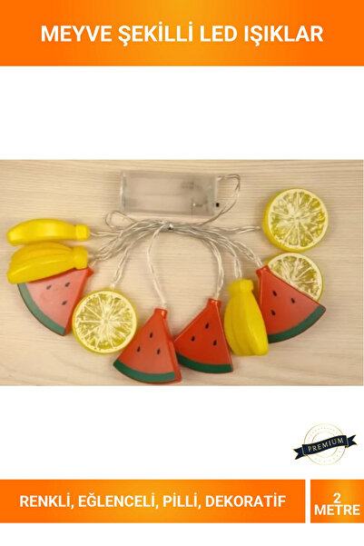 Letsii 2 Metre 10 LED Karışık Meyve Şekilli Karpuz Limon Muz Pilli Gün Işığı ...