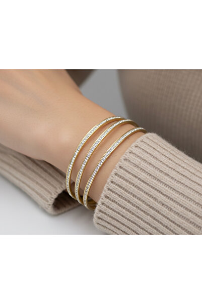 Ervalina 3'lü Full Zirkon Taşlı Ajda Bileklik (3 Adet Taşlı)