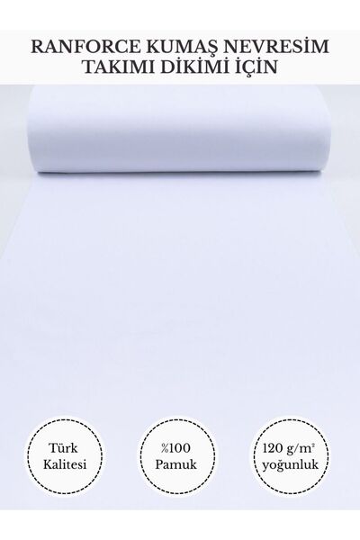 FabricMarket Ranforce Kumaş Nevresim Dikimi Için – %100 Pamuk, 240 cm × 100 C...