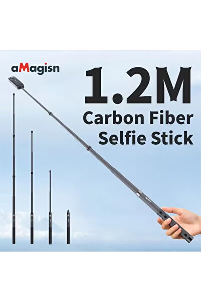 amagisn 1.2M Invisible Selfie Stick , Carbon Fiber Extended Monopod 47.2" Long Pole for Gopro Max Insta360 X