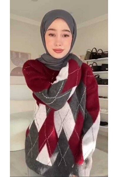 zezecollectıon Diamond pattern bicycle collar knit sweater