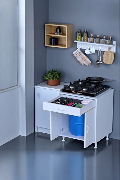Eliusta Mono Duvara Monte 60 cm Baharat Raflı Ocak Altı Dolap 60x88x48 cm Tüp...