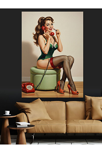 KanvasSepeti Pictură în ulei de înaltă calitate cu telefon vintage texturat P...