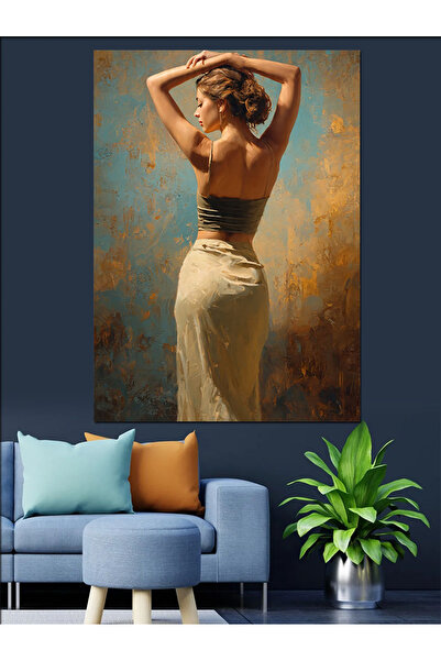 KanvasSepeti Γυναίκα με στροφή πλάτης Υψηλής ποιότητας ελαιογραφία Με υφή Καμ...