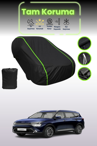 Dokaca Neo غطاء حماية للسيارة من القماش الأسود اللامع قماش مجدّل كيا كارينز 4 متوافق مع غطاء حماية السيارة من القماش