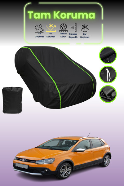 Dokaca Neo غطاء حماية من القماش للسيارة باللون الأسود النيون قماش مجدّل فولكس فاجن كروس بولو 2010 - 2021
