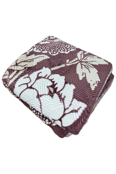 AKSU Double Blanket Soft Embossed New Season Winter Blanket 220X240 Plum Color