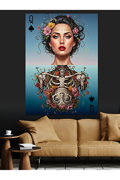 KanvasSepeti Γυναικείο πρόσωπο με λουλούδια Υψηλής ποιότητας ελαιογραφία Με υ...