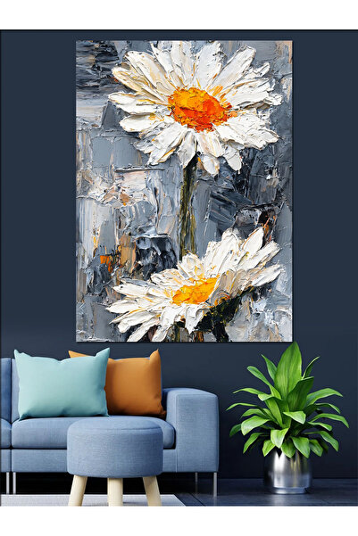 KanvasSepeti Papatya Çiçek Pictură în ulei de înaltă calitate texturat Canvas...