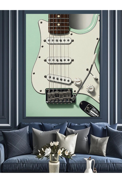 KanvasSepeti Chitară electrică Pictură în ulei de înaltă calitate texturat Pâ...
