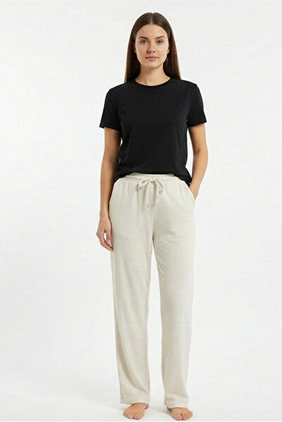 MORRO Soft Textured Woven Pajama Bottoms - Elastic Waistband Women's Home and Sleep Pants