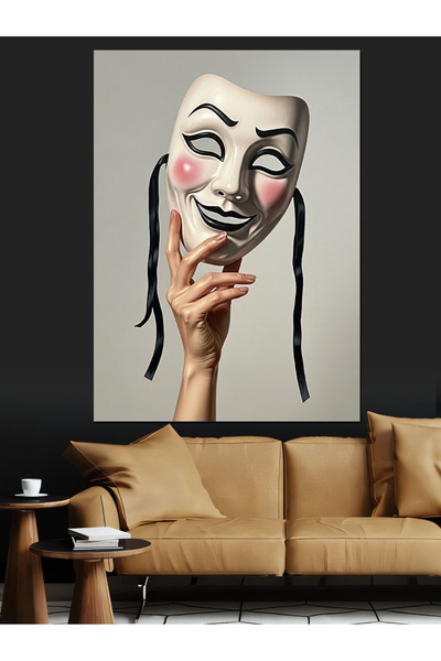 KanvasSepeti Pozorišna maska Visokokvalitetna uljana slika Teksturirano Platn...