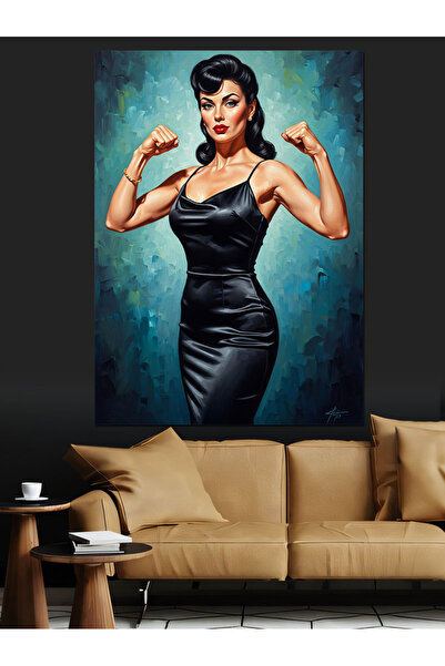 KanvasSepeti Μαύρο φόρεμα Υψηλής ποιότητας ελαιογραφία Με υφή Καμβάς ζωγραφικ...