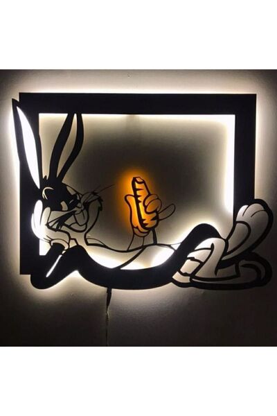 Çığ Tasarım Bugs Bunny Ledli Duvar Süsü Mdf Tablo Duvar Aksesuarı Ahşap Tablo
