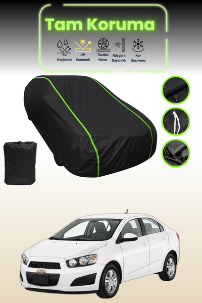 Dokaca Neo غطاء حماية للسيارة من القماش الأسود اللامع قماش مجدّل شيفروليه أفيو سيدان متوافق مع غطاء حماية السيارة من القماش