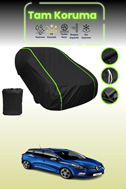 Dokaca Neo غطاء حماية للسيارة باللون الأسود النيون قماش مجدّل Renault Clio Estate 2013 - 2016 متوافق مع غطاء حماية السيارة