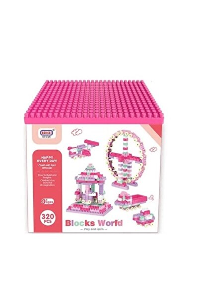 Beinzi Set de jucării STEM cu blocuri mici de construcție, 320 de piese, roz