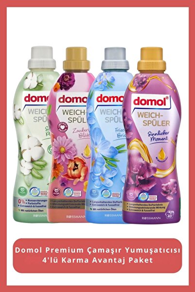 DOMOL Premium Çamaşır Yumuşatıcı 4'lü Karma Avantaj Paket
