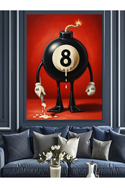 KanvasSepeti Biliard cu opt bile Pictură în ulei de înaltă calitate texturat ...