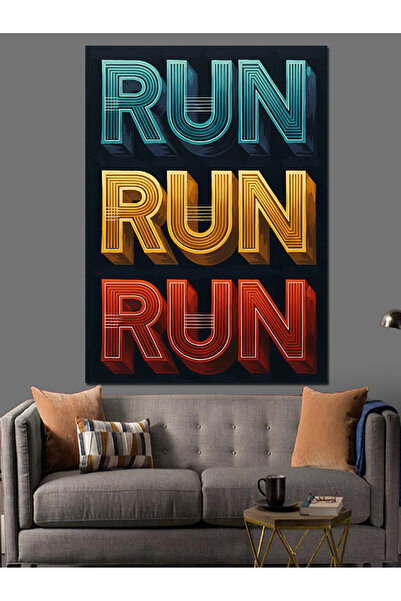 KanvasSepeti Banner Run Run Run Pictură în ulei de înaltă calitate texturat P...