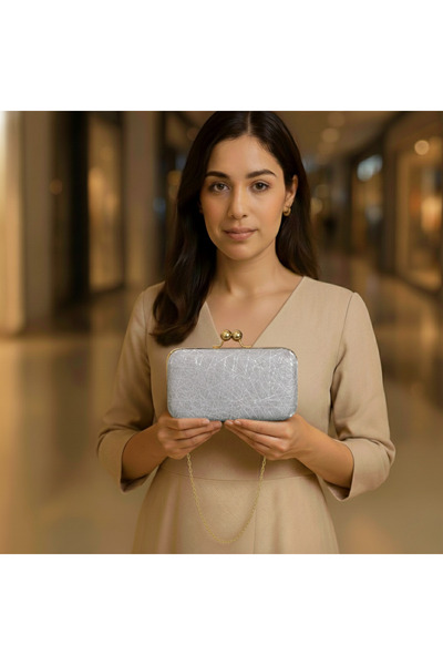 KIYAY Clutch Purse for Women, Lightweight Evening Clutch for Weddings, Proms, Cocktail Criss Cross Silver