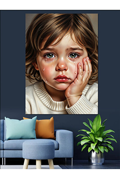 KanvasSepeti Κορίτσι με λυπημένο πρόσωπο Υψηλής ποιότητας ελαιογραφία Με υφή ...