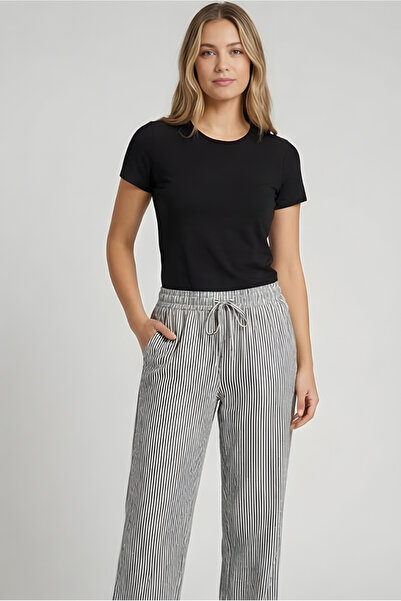 MORRO Soft Textured Woven Pajama Bottoms - Elastic Waistband Women's Home and Sleep Pants
