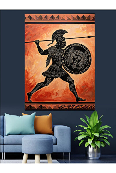 KanvasSepeti Spartani cu sulițe Pictură în ulei de înaltă calitate texturat P...