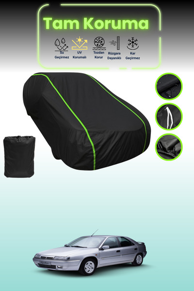 Dokaca Neo غطاء حماية للسيارة متوافق مع سيتروين زانتيا قماش مجدّل 1993 - 1998 باللون الأسود النيون
