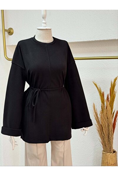 giyimbutik Yırtmaç detaylı sweat siyah