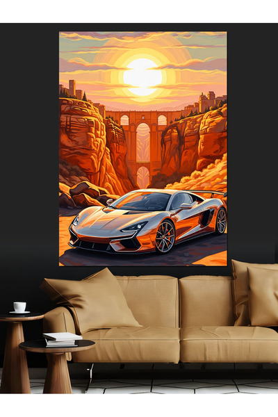 KanvasSepeti Mașină sport Canyon Pictură în ulei de înaltă calitate texturat ...