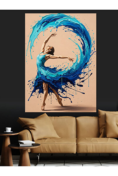 KanvasSepeti Su Danserul de apă albastru Pictură în ulei de înaltă calitate t...